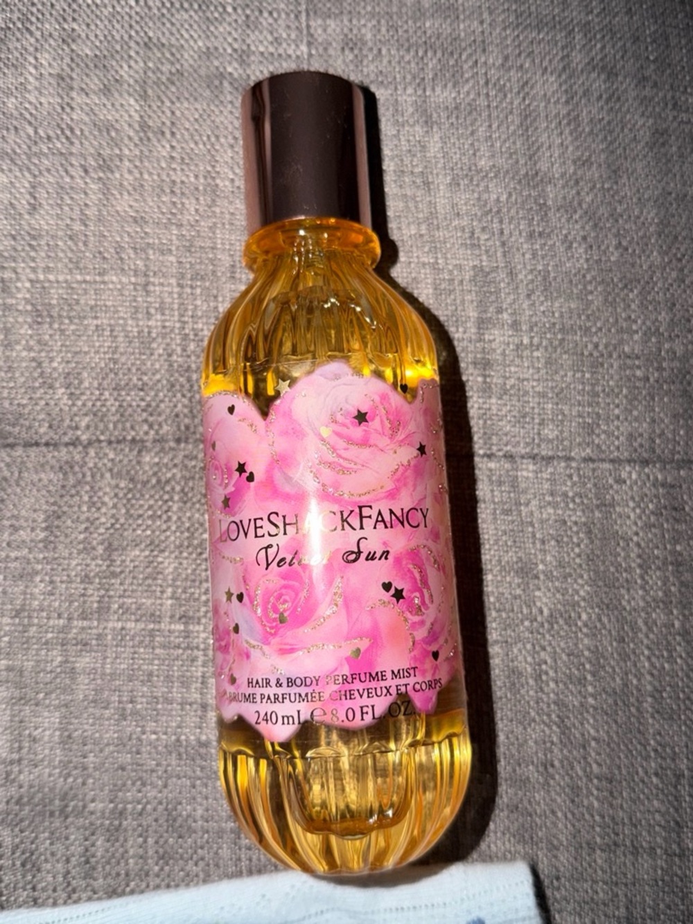 LoveShackFancy Velvet Sun Hair & Body Mist - Pink and Gold Bottle